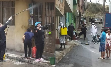 La Veredita unida para desinfectar calles y áreas comunes