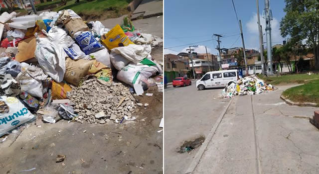 Basuras y escombros en plena vía pública de Compartir Soacha