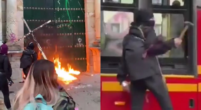 [VIDEO] Vandalismo y enfrentamientos empañaron el Día de la Mujer en Bogotá