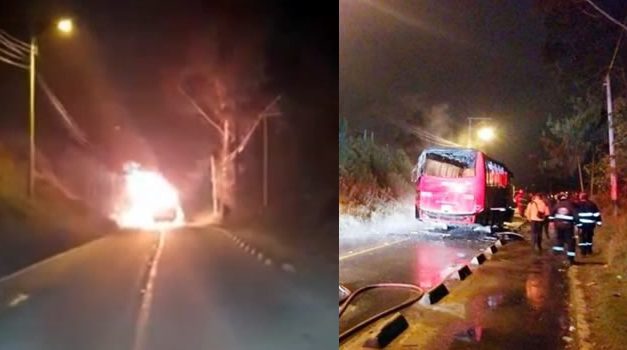 [VIDEO] Sujeto prende fuego a bus de transporte público en la vía Zipaquirá – Cogua