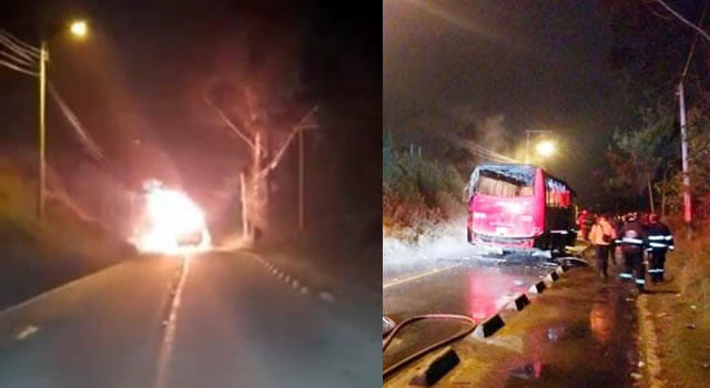 [VIDEO] Sujeto prende fuego a bus de transporte público en la vía Zipaquirá – Cogua