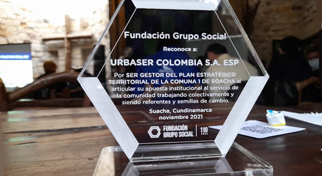 Urbaser Soacha recibe reconocimiento por su labor social