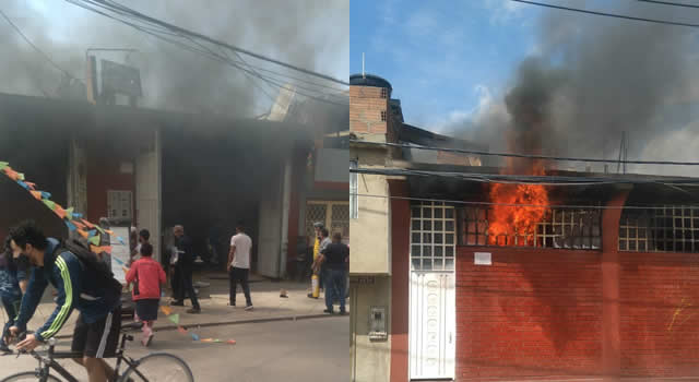 [VIDEO] Así fue el incendio en una fábrica de muebles y colchones en Soacha