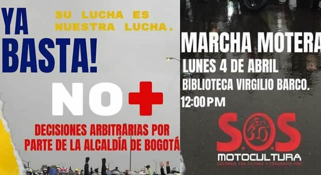 Este lunes habrá marcha motera en Bogotá