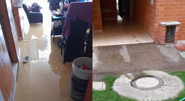 Aguas residuales inundan los primeros pisos en conjunto residencial de Soacha
