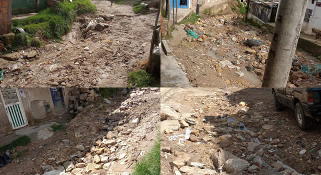 Terrible estado de las vías del barrio La Capilla de Soacha 