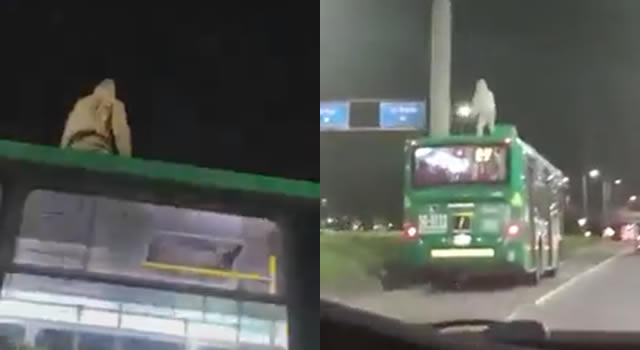 Video del hombre que se transportó en el techo de un bus de Transmilenio