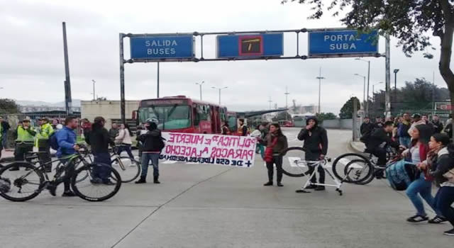 Afectaciones a Transmilenio por manifestación en el Portal Suba en Bogotá