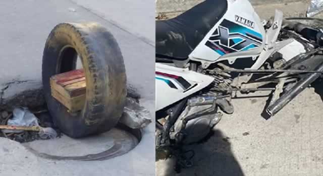 Motociclista se accidentó al pasar por un hueco al norte de Bogotá