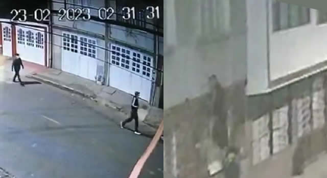 Usaron escalera humana para robar en Bogotá, pero una alarma los espantó