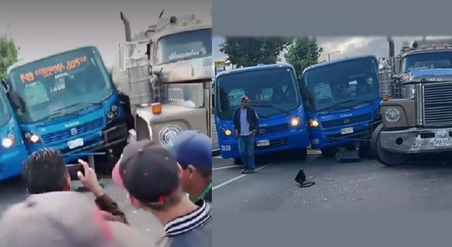 Grave choque entre buses del SITP y una volqueta en Bogotá