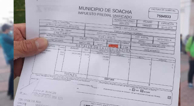 Nuevamente residentes de Soacha denuncian cobros excesivos en el impuesto predial 