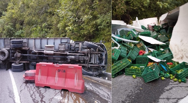 Camión de carga se volcó en la vía Bogotá - Villavicencio
