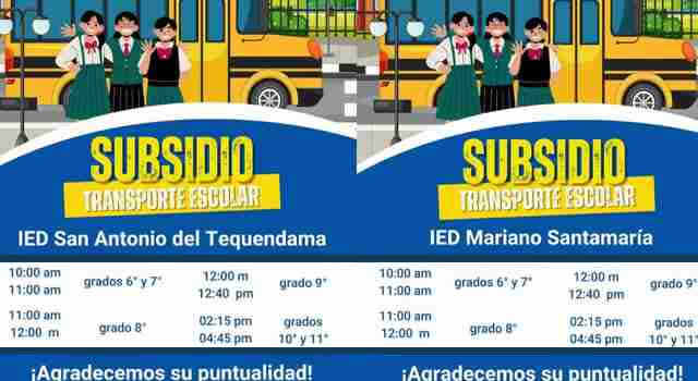 entrega de subsidio de transporte escolar en San Antonio del Tequendama