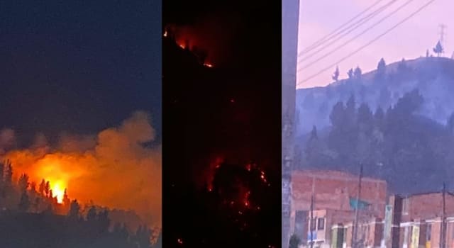 reportando presencia de humo por incendio forestal en San Mateo