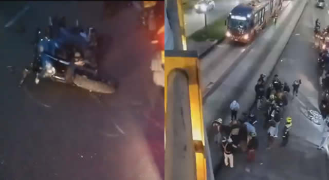 Motociclista cayó desde un puente de la NQS en Bogotá