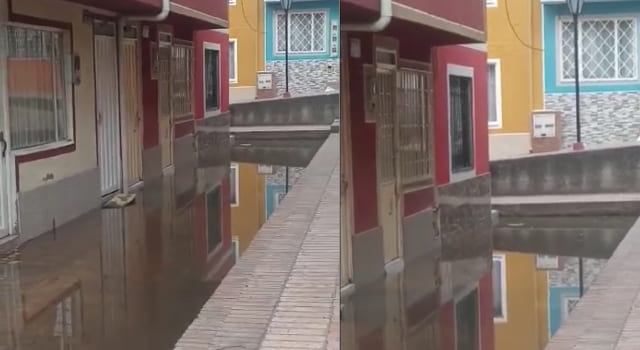 rebosamiento de aguas e inundaciones en el barrio Juan Pablo II de Soacha
