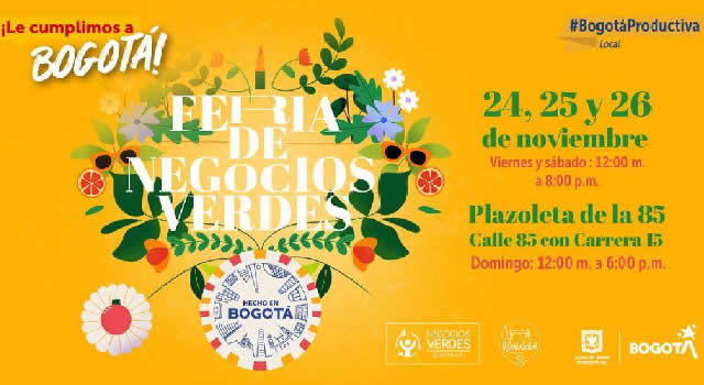 Feria de negocios verdes Hecho en Bogotá será del 24 al 26 de noviembre