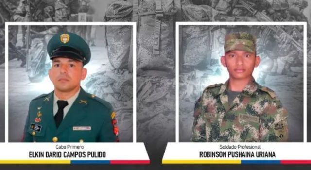 Clan del Golfo murieron el cabo Elkin Campos y el soldado Robinsón Uriana