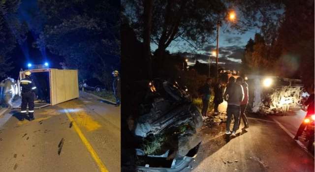 Camioneta familiar chocó contra un vehículo de carga pesada en Tenjo Cundinamarca