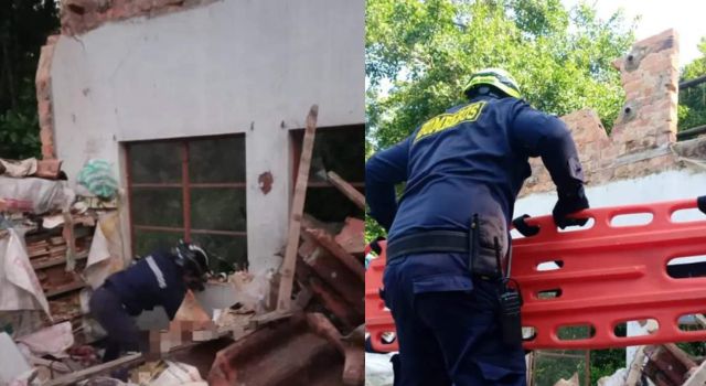 Derrumbe en una vivienda de San Antonio del Tequendama: persona falleció atrapada en los escombros