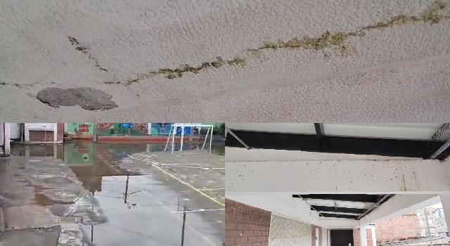 Filtraciones y grietas en el techo de un colegio de Soacha amenaza integridad de estudiantes y docentes