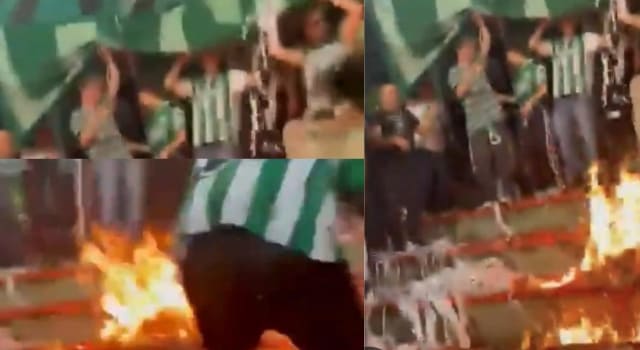 Hinchas del Atlético Nacional prendieron fuego en una tribuna del Atanasio Girardot
