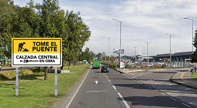 Cierre de calzada para llegar al aeropuerto El Dorado de Bogotá