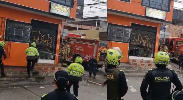 Con chorros de agua sacaron a ladrones de un establecimiento comercial en Bogotá