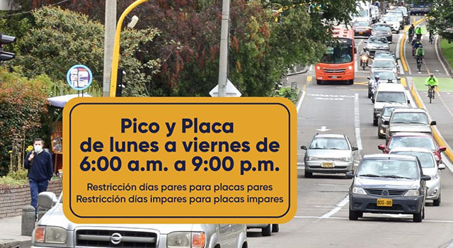 Pico y placa en Bogotá para vehículos particulares durante la semana del 22 al 26 de abril.