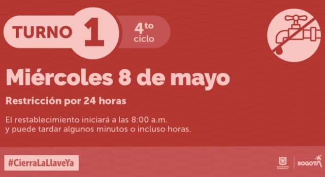 Mañana iniciará el tercer ciclo de racionamiento de agua en Bogotá