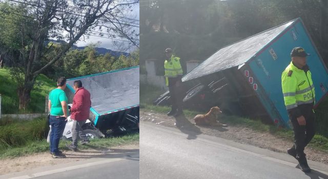 Accidente en la vía Sibaté – Soacha, furgón quedó a un costado de la carretera