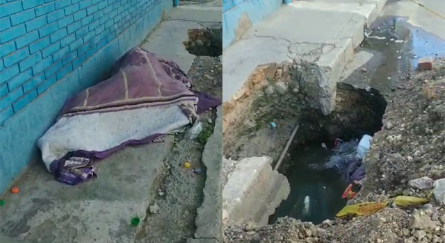 Contratista del Acueducto dejó enorme hueco en calle de Soacha, ahora está lleno de aguas contaminadas