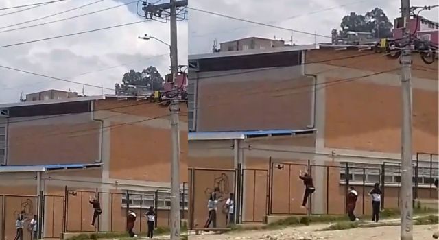 Filmaron a estudiantes intentando escapar de un colegio en Soacha