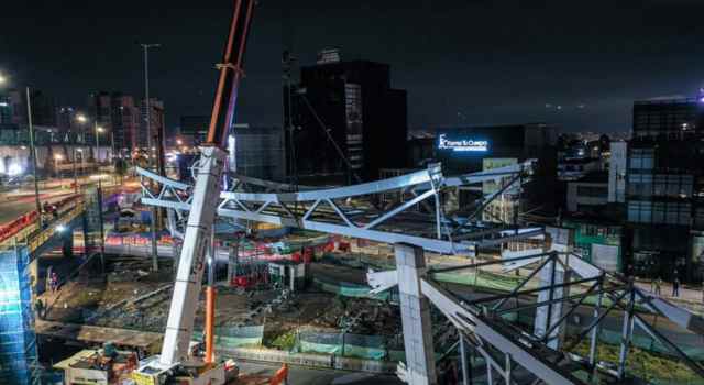 Se terminó el izaje del tercer tramo del puente bicepeatnal de la calle 80