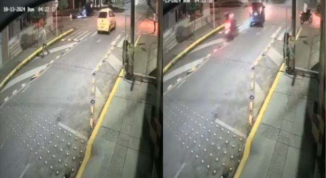 Motociclista chocó contra un vehículo en una vía principal de Bogotá, el carro resultó volcado