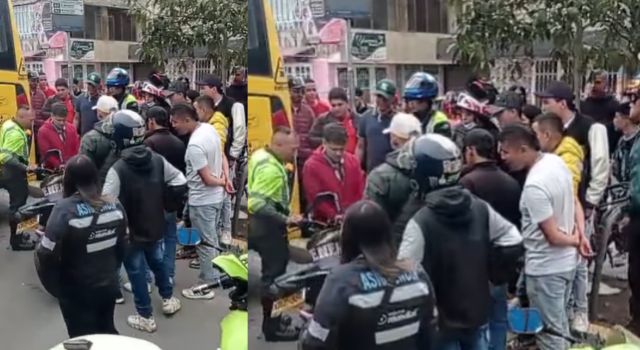 Accidente de tránsito entre un motociclista y un bus del SITP en Bogotá