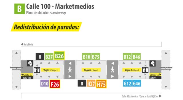 Así será la nueva distribución de paradas en la estación Calle 100 de TransMilenio