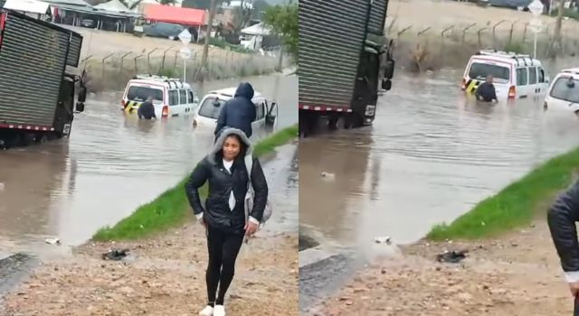 Graves inundaciones en Bogotá por lluvias, vehículos quedaron atascados