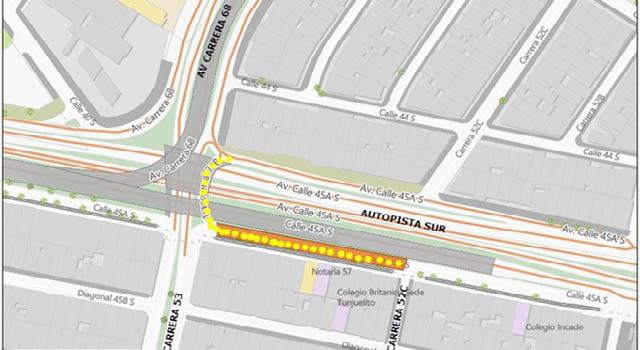 Atentos a cierre del retorno de la autopista Sur con avenida 68 en Bogotá