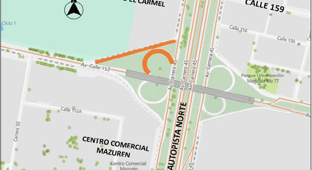 Cierres de la calle 153 con autopista Norte, en Bogotá