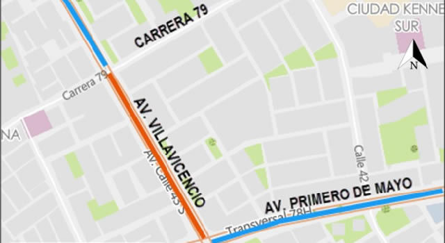 Cierres viales en la avenida Villavicencio entre Primera de Mayo y Cra 79 por obras del Metro