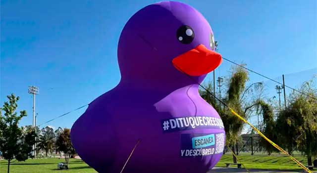 Expectativa por pato gigante en el Parque Fontanar del Río en Suba