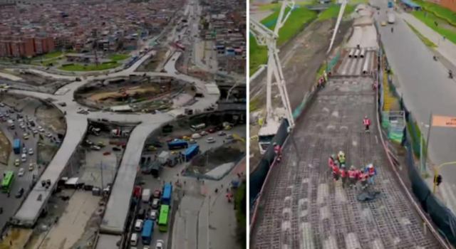 Las obras en la glorieta de la avenida Cali con avenida Américas avanzan a toda marcha. Con siete de sus ocho ramales ya fundidos, esta megaestructura es una solución clave para mejorar la movilidad