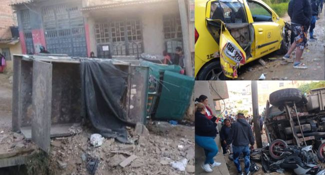 Volqueta fuera de control causa aparatoso accidente en la comuna 4 de Soacha