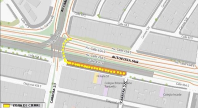 Tenga en cuenta el cierre en la autopista Sur con avenida 68 en Bogotá