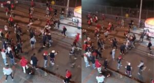 Intolerancia entre hinchas de Santa Fe desató una violenta riña con machetes en las afueras de El Campín. La Policía intervino y decomisó varias armas blancas.