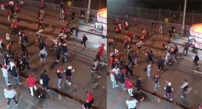 Hinchas de Santa Fe se enfrentaron a machete en plena calle de Bogotá