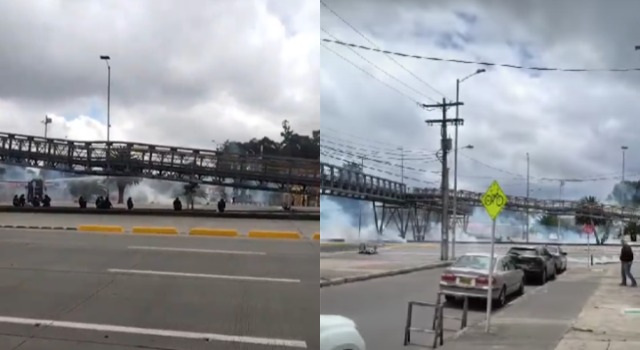 Encapuchados se pusieron de ruana el tráfico en las afueras de la Universidad Nacional en Bogotá