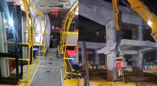 [VIDEO] Autoridades responden por accidente de bus de Transmilenio causado por máquina de la obra Metro